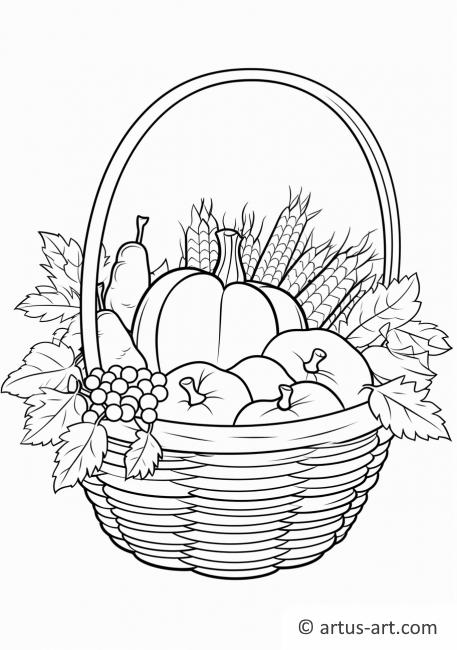 Thanksgiving Harvest Basket Coloring Page